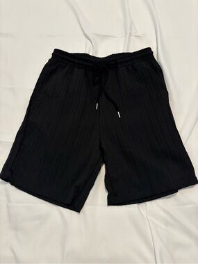 NFINITY Black Pleated Athletic Drawstring Shorts